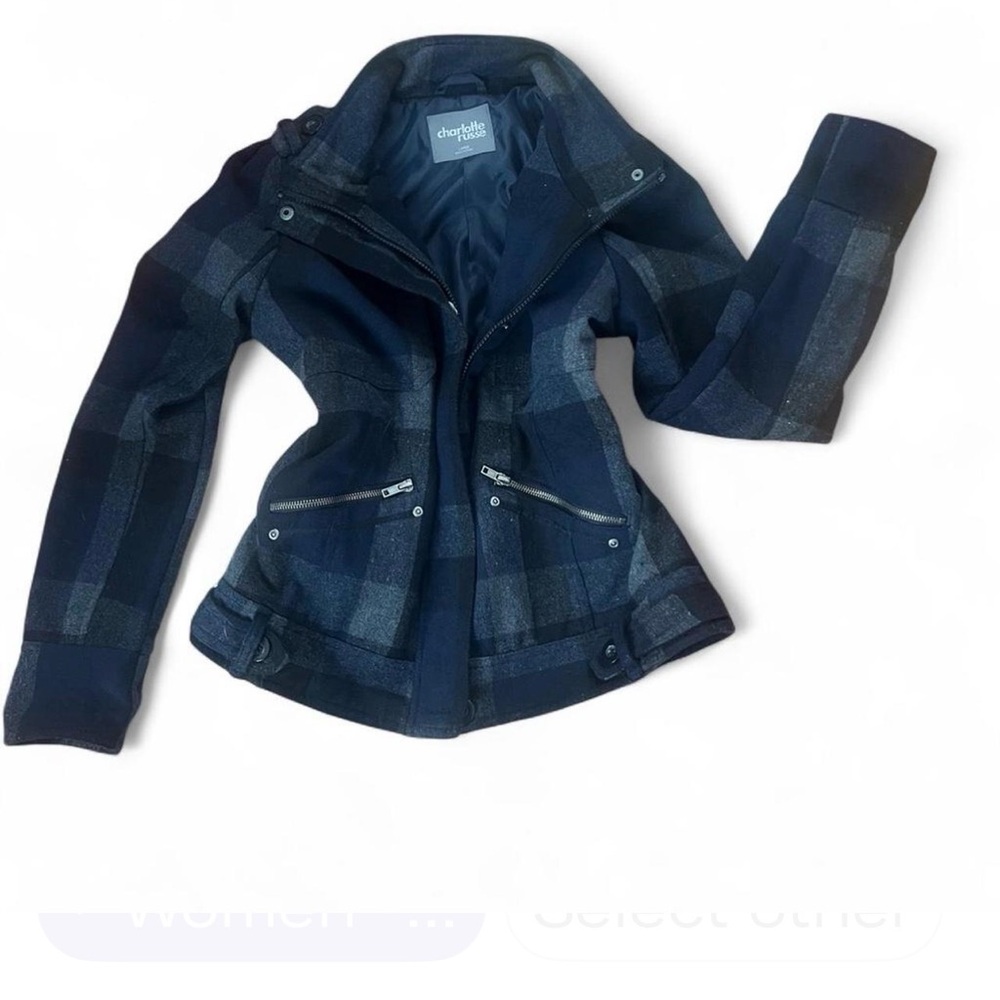 Charlotte Russe Women's Navy Plaid  Jacket Size Large